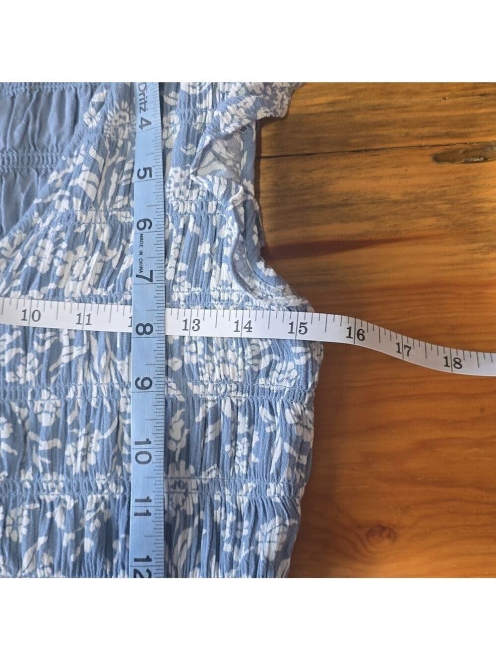 Lucky Brand Blue Floral Flirty Flutter Sleeve Shirred Bust Midi Dress - Picture 9 of 11